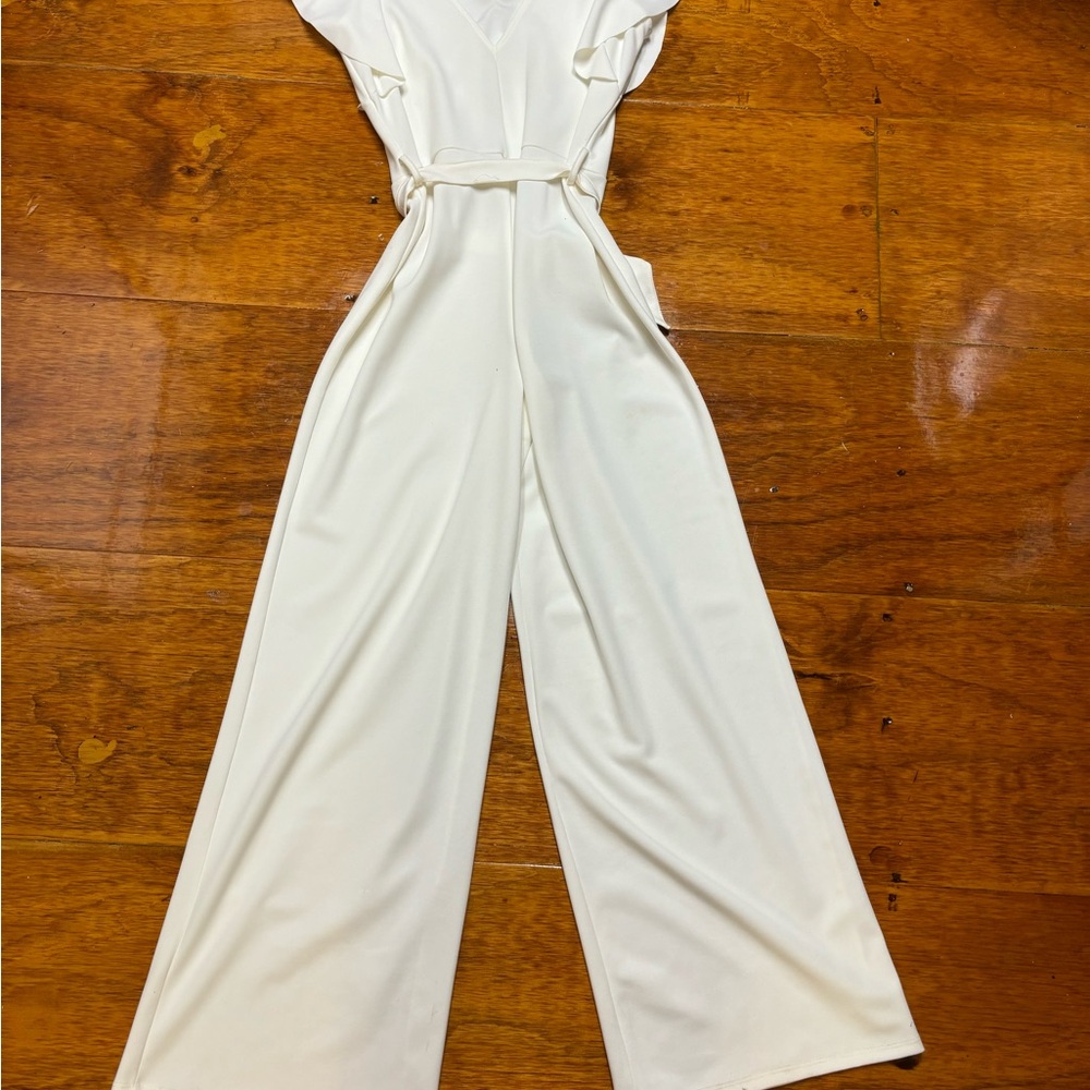 Classy Cream Jumpsuit Pantsuit Large - Picture 4 of 10